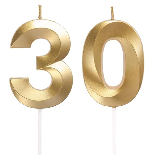 Geburtstagskerzen Zahlen 30, Gold Geburtstag Kerzen, 3D Tortendeko, Geburtstagskerze Kuchendeko für Geburtstag Party, Hochzeiten, Firmenfeiern, Jubiläen kuchen Dekoration, Birthday Candle Nummer 30 Geburtstagskerzen Zahlen 30, Gold Geburtstag Kerzen, 3D Tortendeko, Geburtstagskerze Kuchendeko für Geburtstag Party, Hochzeiten, Firmenfeiern, Jubiläen kuchen Dekoration, Birthday Candle Nummer 30 von Qikaara