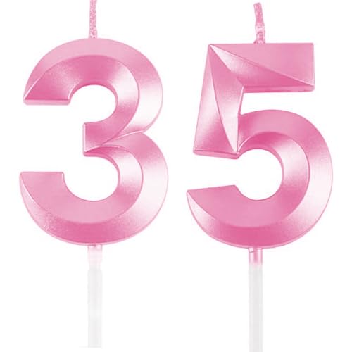 Geburtstagskerzen Zahlen 35/53, Rosa Geburtstag Kerzen, Zahlenförmige Kerze, 3D Tortendeko, kuchen Dekoration für Geburtstag Party, Hochzeiten, Firmenfeiern, Jubiläen, Birthday Candle Number 35/53 Geburtstagskerzen Zahlen 35/53, Rosa Geburtstag Kerzen, Zahlenförmige Kerze, 3D Tortendeko, kuchen Dekoration für Geburtstag Party, Hochzeiten, Firmenfeiern, Jubiläen, Birthday Candle Number 35/53 von Qikaara