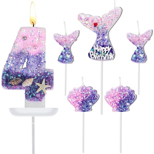 Meerjungfrau Geburtstag Kerzen 4, Geburtstags kerzen set, 6 Stück kerzen meerjungfrau, Kerze geburtstag mädchen, Mermaid candle Birthday Candle für Geburtstag Party, Hochzeit, Firmenfeiern, Jubiläen Meerjungfrau Geburtstag Kerzen 4, Geburtstags kerzen set, 6 Stück kerzen meerjungfrau, Kerze geburtstag mädchen, Mermaid candle Birthday Candle für Geburtstag Party, Hochzeit, Firmenfeiern, Jubiläen von Qikaara