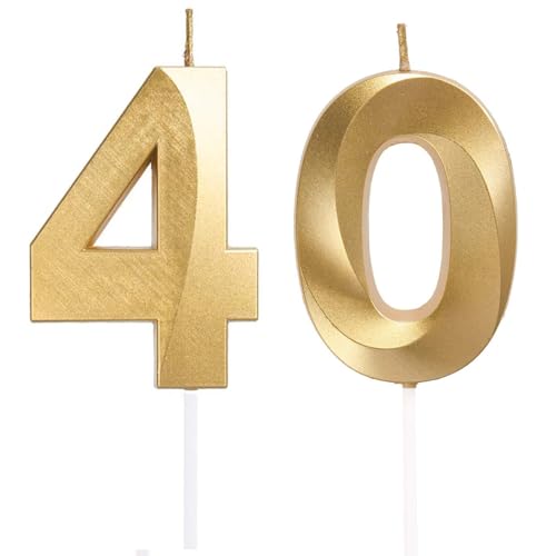 Geburtstagskerzen Zahlen 40, Gold Geburtstag Kerzen, 3D Tortendeko, Geburtstagskerze Kuchendeko für Geburtstag Party, Hochzeiten, Firmenfeiern, Jubiläen kuchen Dekoration, Birthday Candle Nummer 40 Geburtstagskerzen Zahlen 40, Gold Geburtstag Kerzen, 3D Tortendeko, Geburtstagskerze Kuchendeko für Geburtstag Party, Hochzeiten, Firmenfeiern, Jubiläen kuchen Dekoration, Birthday Candle Nummer 40 von Qikaara