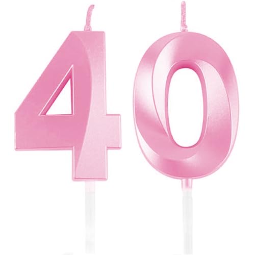 Geburtstagskerzen Zahlen 40, Rosa Geburtstag Kerzen, 3D Tortendeko, Geburtstagskerze Kuchendeko für Geburtstag Party, Hochzeiten, Firmenfeiern, Jubiläen kuchen Dekoration, Birthday Candle Number 40 Geburtstagskerzen Zahlen 40, Rosa Geburtstag Kerzen, 3D Tortendeko, Geburtstagskerze Kuchendeko für Geburtstag Party, Hochzeiten, Firmenfeiern, Jubiläen kuchen Dekoration, Birthday Candle Number 40 von Qikaara