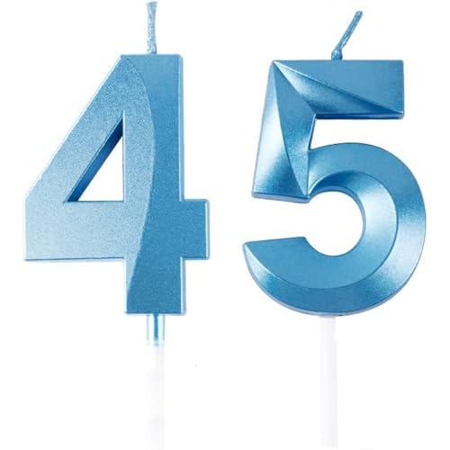 Geburtstagskerzen Zahlen 45/54, Blaue Geburtstag Kerzen, Zahlenförmige Kerze, 3D Tortendeko, kuchen Dekoration für Geburtstag Party, Hochzeiten, Firmenfeiern, Jubiläen, Birthday Candle Number 45/54 Geburtstagskerzen Zahlen 45/54, Blaue Geburtstag Kerzen, Zahlenförmige Kerze, 3D Tortendeko, kuchen Dekoration für Geburtstag Party, Hochzeiten, Firmenfeiern, Jubiläen, Birthday Candle Number 45/54 von Qikaara