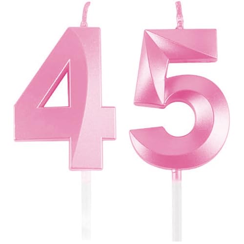 Geburtstagskerzen Zahlen 45/54, Rosa Geburtstag Kerzen, Zahlenförmige Kerze, 3D Tortendeko, kuchen Dekoration für Geburtstag Party, Hochzeiten, Firmenfeiern, Jubiläen, Birthday Candle Number 45/54 Geburtstagskerzen Zahlen 45/54, Rosa Geburtstag Kerzen, Zahlenförmige Kerze, 3D Tortendeko, kuchen Dekoration für Geburtstag Party, Hochzeiten, Firmenfeiern, Jubiläen, Birthday Candle Number 45/54 von Qikaara