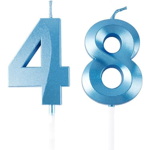 Geburtstagskerzen Zahlen 48/84, Blaue Geburtstag Kerzen, Zahlenförmige Kerze, 3D Tortendeko, kuchen Dekoration für Geburtstag Party, Hochzeiten, Firmenfeiern, Jubiläen, Birthday Candle Number 48/84 Geburtstagskerzen Zahlen 48/84, Blaue Geburtstag Kerzen, Zahlenförmige Kerze, 3D Tortendeko, kuchen Dekoration für Geburtstag Party, Hochzeiten, Firmenfeiern, Jubiläen, Birthday Candle Number 48/84 von Qikaara