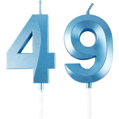 Geburtstagskerzen Zahlen 49/94, Blaue Geburtstag Kerzen, Zahlenförmige Kerze, 3D Tortendeko, kuchen Dekoration für Geburtstag Party, Hochzeiten, Firmenfeiern, Jubiläen, Birthday Candle Number 49/94 von Qikaara