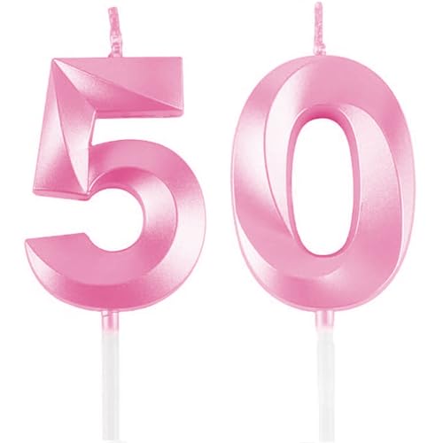 Geburtstagskerzen Zahlen 50, Rosa Geburtstag Kerzen, 3D Tortendeko, Geburtstagskerze Kuchendeko für Geburtstag Party, Hochzeiten, Firmenfeiern, Jubiläen kuchen Dekoration, Birthday Candle Number 50 Geburtstagskerzen Zahlen 50, Rosa Geburtstag Kerzen, 3D Tortendeko, Geburtstagskerze Kuchendeko für Geburtstag Party, Hochzeiten, Firmenfeiern, Jubiläen kuchen Dekoration, Birthday Candle Number 50 von Qikaara