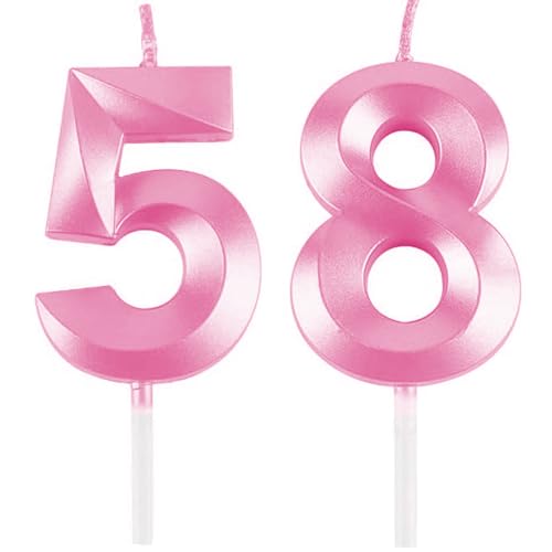 Geburtstagskerzen Zahlen 58/85, Rosa Geburtstag Kerzen, Zahlenförmige Kerze, 3D Tortendeko, kuchen Dekoration für Geburtstag Party, Hochzeiten, Firmenfeiern, Jubiläen, Birthday Candle Number 58/85 Geburtstagskerzen Zahlen 58/85, Rosa Geburtstag Kerzen, Zahlenförmige Kerze, 3D Tortendeko, kuchen Dekoration für Geburtstag Party, Hochzeiten, Firmenfeiern, Jubiläen, Birthday Candle Number 58/85 von Qikaara
