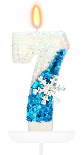 Qikaara Schneeflocke Geburtstag Kerze 7, Blau, Winterthema 3D Kerze, Mädchen Geburtstagskerze, Tortenkerze, Unparfümiert, Glitzernd, Ideal für Geburtstage, Hochzeiten, Firmenfeiern, Jubiläen Qikaara Schneeflocke Geburtstag Kerze 7, Blau, Winterthema 3D Kerze, Mädchen Geburtstagskerze, Tortenkerze, Unparfümiert, Glitzernd, Ideal für Geburtstage, Hochzeiten, Firmenfeiern, Jubiläen von Qikaara