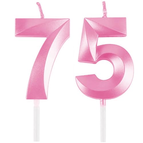Geburtstagskerzen Zahlen 75/57, Rosa Geburtstag Kerzen, Zahlenförmige Kerze, 3D Tortendeko, kuchen Dekoration für Geburtstag Party, Hochzeiten, Firmenfeiern, Jubiläen, Birthday Candle Number 75/57 Geburtstagskerzen Zahlen 75/57, Rosa Geburtstag Kerzen, Zahlenförmige Kerze, 3D Tortendeko, kuchen Dekoration für Geburtstag Party, Hochzeiten, Firmenfeiern, Jubiläen, Birthday Candle Number 75/57 von Qikaara