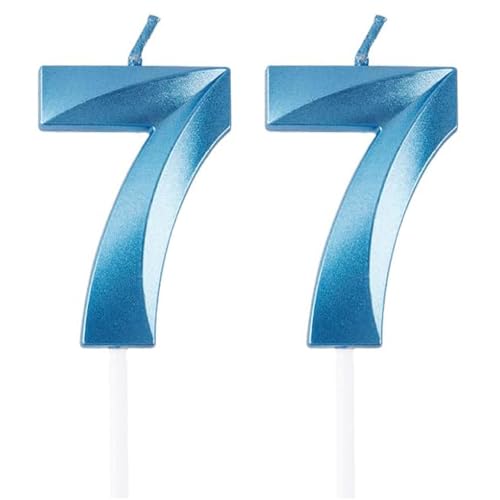 Geburtstagskerzen Zahlen 77, Blaue Geburtstag Kerzen, 3D Tortendeko, Geburtstagskerze Kuchendeko für Geburtstag Party, Hochzeiten, Firmenfeiern, Jubiläen kuchen Dekoration, Birthday Candle Number 77 Geburtstagskerzen Zahlen 77, Blaue Geburtstag Kerzen, 3D Tortendeko, Geburtstagskerze Kuchendeko für Geburtstag Party, Hochzeiten, Firmenfeiern, Jubiläen kuchen Dekoration, Birthday Candle Number 77 von Qikaara