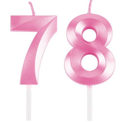 Geburtstagskerzen Zahlen 78/87, Rosa Geburtstag Kerzen, Zahlenförmige Kerze, 3D Tortendeko, kuchen Dekoration für Geburtstag Party, Hochzeiten, Firmenfeiern, Jubiläen, Birthday Candle Number 78/87 Geburtstagskerzen Zahlen 78/87, Rosa Geburtstag Kerzen, Zahlenförmige Kerze, 3D Tortendeko, kuchen Dekoration für Geburtstag Party, Hochzeiten, Firmenfeiern, Jubiläen, Birthday Candle Number 78/87 von Qikaara