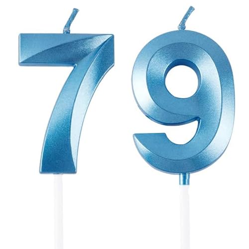 Geburtstagskerzen Zahlen 79/97, Blaue Geburtstag Kerzen, Zahlenförmige Kerze, 3D Tortendeko, kuchen Dekoration für Geburtstag Party, Hochzeiten, Firmenfeiern, Jubiläen, Birthday Candle Number 79/97 Geburtstagskerzen Zahlen 79/97, Blaue Geburtstag Kerzen, Zahlenförmige Kerze, 3D Tortendeko, kuchen Dekoration für Geburtstag Party, Hochzeiten, Firmenfeiern, Jubiläen, Birthday Candle Number 79/97 von Qikaara
