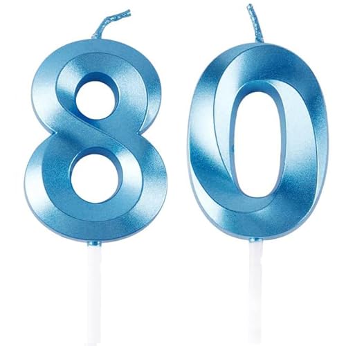 Geburtstagskerzen Zahlen 80, Blaue Geburtstag Kerzen, 3D Tortendeko, Geburtstagskerze Kuchendeko für Geburtstag Party, Hochzeiten, Firmenfeiern, Jubiläen kuchen Dekoration, Birthday Candle Number 80 Geburtstagskerzen Zahlen 80, Blaue Geburtstag Kerzen, 3D Tortendeko, Geburtstagskerze Kuchendeko für Geburtstag Party, Hochzeiten, Firmenfeiern, Jubiläen kuchen Dekoration, Birthday Candle Number 80 von Qikaara