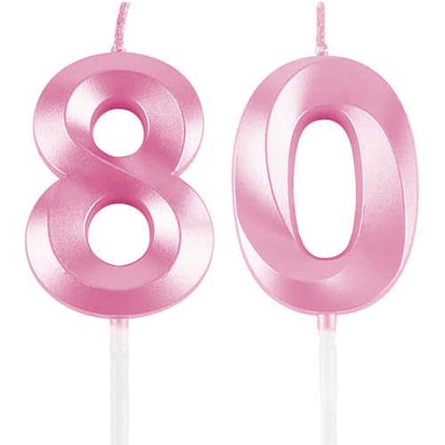 Geburtstagskerzen Zahlen 80, Rosa Geburtstag Kerzen, 3D Tortendeko, Geburtstagskerze Kuchendeko für Geburtstag Party, Hochzeiten, Firmenfeiern, Jubiläen kuchen Dekoration, Birthday Candle Number 80 Geburtstagskerzen Zahlen 80, Rosa Geburtstag Kerzen, 3D Tortendeko, Geburtstagskerze Kuchendeko für Geburtstag Party, Hochzeiten, Firmenfeiern, Jubiläen kuchen Dekoration, Birthday Candle Number 80 von Qikaara