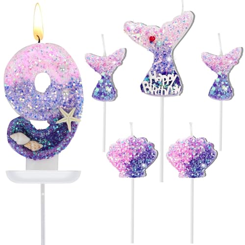 Meerjungfrau Geburtstag Kerzen 9, Geburtstags kerzen set, 6 Stück kerzen meerjungfrau, Kerze geburtstag mädchen, Mermaid candle Birthday Candle für Geburtstag Party, Hochzeit, Firmenfeiern, Jubiläen Meerjungfrau Geburtstag Kerzen 9, Geburtstags kerzen set, 6 Stück kerzen meerjungfrau, Kerze geburtstag mädchen, Mermaid candle Birthday Candle für Geburtstag Party, Hochzeit, Firmenfeiern, Jubiläen von Qikaara