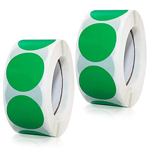 Markierungspunkte,1000 Stück Bunte Klebepunkte auf Rolle, Selbstklebende, Runde Aufkleber perfekt für Kennzeichnung im Büro, Sticker rund 25x25 mm Grün von Qikaara