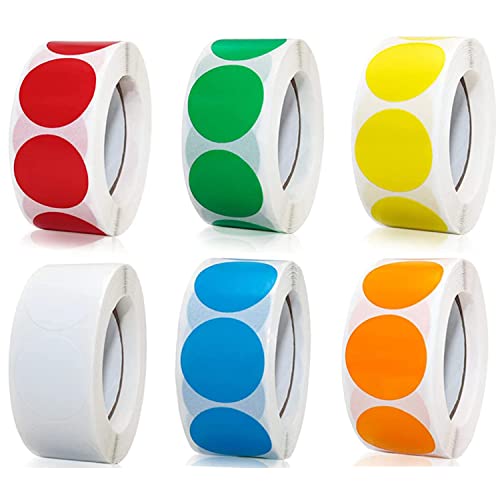Markierungspunkte,3000 Stück Bunte Klebepunkte auf Rolle, Selbstklebende, Runde Aufkleber perfekt für Kennzeichnung im Büro, Sticker rund 25x25 mm 6 Farben Markierungspunkte,3000 Stück Bunte Klebepunkte auf Rolle, Selbstklebende, Runde Aufkleber perfekt für Kennzeichnung im Büro, Sticker rund 25x25 mm 6 Farben von Qikaara