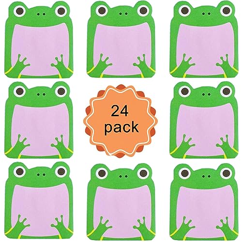 Mini Haftnotizen, 24 Pack Süße Cartoon Tier Haftnotizen,480 Blätter Selbstklebende Frösche design Haftnotizzettel für Büro,Schule,Haus Kühlschrank,Neuheit Büronotizen Memo,Kindergeschenke,Sticky Note von Qikaara