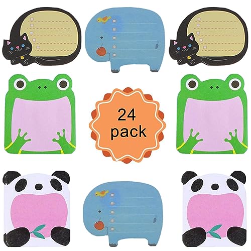 Mini Haftnotizen, 24 Pack Cartoon Tier Haftnotizen,480 Blätter Selbstklebende Haftnotizzettel für Büro,Schule,Haus Kühlschrank,Neuheit Büronotizen Memo,Kindergeschenke,Sticky Notes,4 Stile Tierformen. von Qikaara