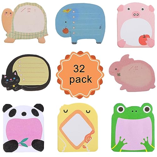 Mini Haftnotizen, 32 Pack Cartoon Tier Haftnotizen,480 Blätter Selbstklebende Haftnotizzettel für Büro,Schule,Haus Kühlschrank,Neuheit Büronotizen Memo,Kindergeschenke,Sticky Notes,8 Stile Tierformen. von Qikaara