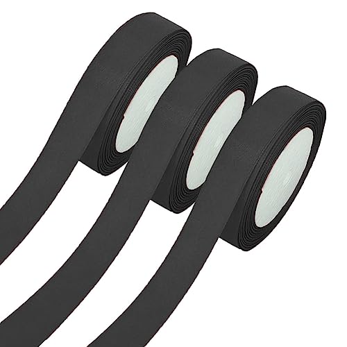 Satinband,3 Rollen Dekoband Stoffband,20mm x 22m/rolle Dekoration Geschenkband Schleifenband Black Ribbon für Geschenk Verpackung,Hochzeitsdekoration,Geburtstag Geschenke,DIY handwerk,Sträuße,Schwarz von Qikaara