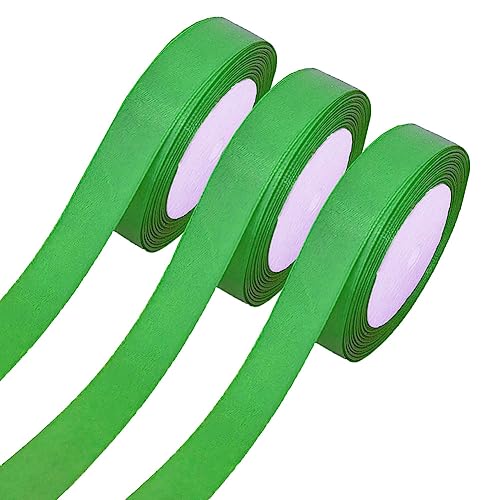 Satinband,3 Rollen Dekoband Stoffband,20mm x 22m/rolle Dekoration Geschenkband Schleifenband Green Ribbon für Geschenk Verpackung,Hochzeitsdekoration,Geburtstag Geschenke,DIY handwerk,Sträuße,Grün von Qikaara