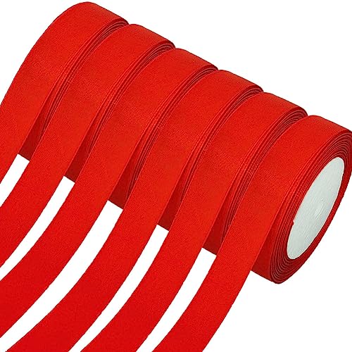 Satinband,6 Rollen Dekoband Stoffband,20mm x 22m/rolle Dekoration Geschenkband Schleifenband Red Ribbon für Geschenk Verpackung,Hochzeitsdekoration,Geburtstag Geschenke,DIY handwerk,Sträuße,Rot Satinband,6 Rollen Dekoband Stoffband,20mm x 22m/rolle Dekoration Geschenkband Schleifenband Red Ribbon für Geschenk Verpackung,Hochzeitsdekoration,Geburtstag Geschenke,DIY handwerk,Sträuße,Rot von Qikaara