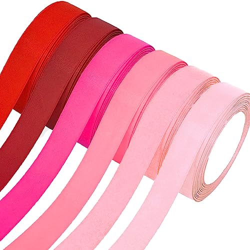 Satinband,6 Rollen Dekoband Stoffband,20mm x 22m/rolle Dekoration Geschenkband Schleifenband Ribbon für Hochzeit,Valentinstag,Geburtstag Geschenke,DIY handwerk,Taufe,Sträuße Verpackung,6 roten Farben von Qikaara