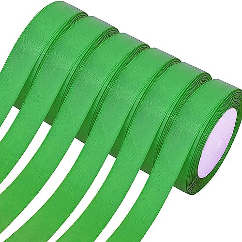 Satinband,6 Rollen Dekoband Stoffband,20mm x 22m/rolle Dekoration Geschenkband Schleifenband Green Ribbon für Geschenk Verpackung,Hochzeitsdekoration,Geburtstag Geschenke,DIY handwerk,Sträuße,Grün von Qikaara