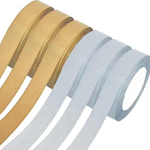 Satinband,6 Rollen Dekoband Stoffband,20mm x 22m/rolle Dekoration Geschenkband Schleifenband Ribbon für Geschenk Verpackung,Hochzeitsdekoration,Geburtstag Geschenke,DIY handwerk,Sträuße,Gold Silber Satinband,6 Rollen Dekoband Stoffband,20mm x 22m/rolle Dekoration Geschenkband Schleifenband Ribbon für Geschenk Verpackung,Hochzeitsdekoration,Geburtstag Geschenke,DIY handwerk,Sträuße,Gold Silber von Qikaara