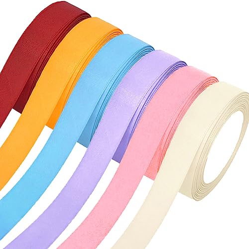 Satinband,6 Rollen Dekoband Stoffband,20mm x 22m/rolle Dekoration Geschenkband Schleifenband Ribbon für Hochzeit,Valentinstag,Geburtstag Geschenke, DIY handwerk,Taufe,Sträuße Verpackung,6 Farben Set2 von Qikaara