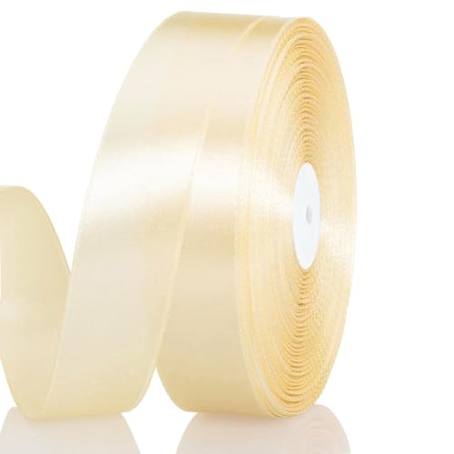 Satinband Beige 20 mm Breit Schleifenband, 91 Meters Geschenkband Stoffband Satin Dekoband Seidenband zum Basteln, Geschenkverpackung, Kunsthandwerk, Geburtstag Hochzeit Taufe Weihnachten Dekoration Satinband Beige 20 mm Breit Schleifenband, 91 Meters Geschenkband Stoffband Satin Dekoband Seidenband zum Basteln, Geschenkverpackung, Kunsthandwerk, Geburtstag Hochzeit Taufe Weihnachten Dekoration von Qikaara