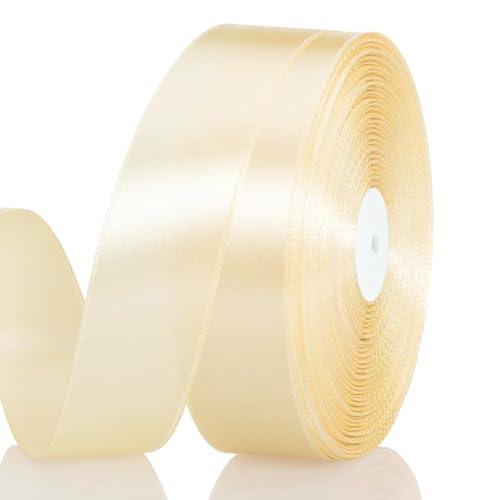 Satinband Beige 25 mm Breit Schleifenband, 91 Meters Geschenkband Stoffband Satin Dekoband Seidenband zum Basteln, Geschenkverpackung, Kunsthandwerk, Geburtstag Hochzeit Taufe Weihnachten Dekoration Satinband Beige 25 mm Breit Schleifenband, 91 Meters Geschenkband Stoffband Satin Dekoband Seidenband zum Basteln, Geschenkverpackung, Kunsthandwerk, Geburtstag Hochzeit Taufe Weihnachten Dekoration von Qikaara