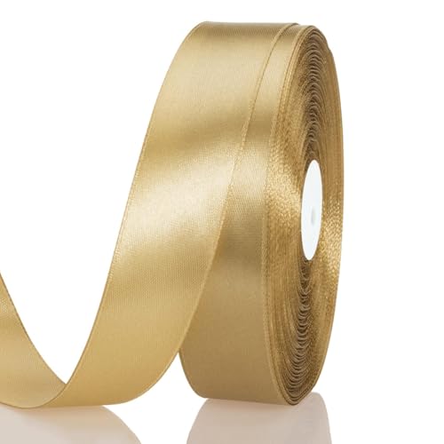 Satinband Gold 20 mm Breit Schleifenband, 91 Meters Geschenkband Stoffband Satin Dekoband Seidenband zum Basteln, Geschenkverpackung, Kunsthandwerk, Geburtstag Hochzeit Taufe Weihnachten Dekoration Satinband Gold 20 mm Breit Schleifenband, 91 Meters Geschenkband Stoffband Satin Dekoband Seidenband zum Basteln, Geschenkverpackung, Kunsthandwerk, Geburtstag Hochzeit Taufe Weihnachten Dekoration von Qikaara