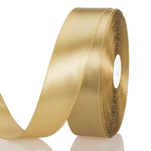 Satinband Gold 25 mm Breit Schleifenband, 91 Meters Geschenkband Stoffband Satin Dekoband Seidenband zum Basteln, Geschenkverpackung, Kunsthandwerk, Geburtstag Hochzeit Taufe Weihnachten Dekoration Satinband Gold 25 mm Breit Schleifenband, 91 Meters Geschenkband Stoffband Satin Dekoband Seidenband zum Basteln, Geschenkverpackung, Kunsthandwerk, Geburtstag Hochzeit Taufe Weihnachten Dekoration von Qikaara