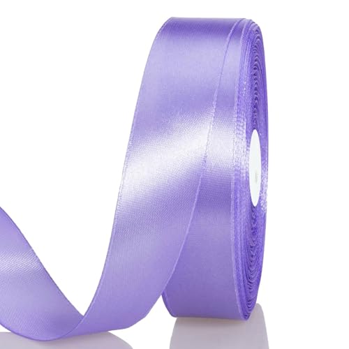 Satinband Hellviolett 20 mm Breit Schleifenband, 91 m Geschenkband Stoffband Satin Dekoband Seidenband zum Basteln, Geschenkverpackung, Kunsthandwerk, Geburtstag Hochzeit Taufe Weihnachten Dekoration von Qikaara