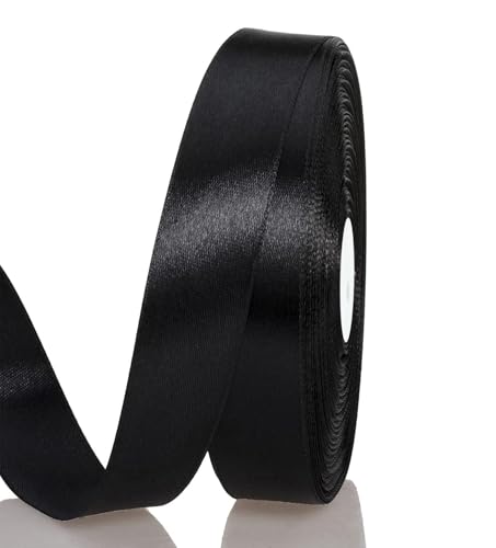 Satinband Schwarz 15 mm Breit Schleifenband, 91 m Geschenkband Stoffband Satin Dekoband Seidenband zum Basteln, Geschenkverpackung, Kunsthandwerk, Geburtstag Hochzeit Taufe Weihnachten Dekoration Satinband Schwarz 15 mm Breit Schleifenband, 91 m Geschenkband Stoffband Satin Dekoband Seidenband zum Basteln, Geschenkverpackung, Kunsthandwerk, Geburtstag Hochzeit Taufe Weihnachten Dekoration von Qikaara