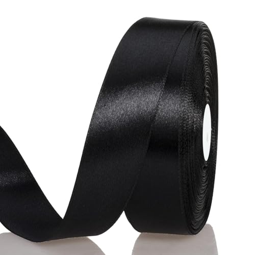 Satinband Schwarz 25 mm Breit Schleifenband, 91 m Geschenkband Stoffband Satin Dekoband Seidenband zum Basteln, Geschenkverpackung, Kunsthandwerk, Geburtstag Hochzeit Taufe Weihnachten Dekoration Satinband Schwarz 25 mm Breit Schleifenband, 91 m Geschenkband Stoffband Satin Dekoband Seidenband zum Basteln, Geschenkverpackung, Kunsthandwerk, Geburtstag Hochzeit Taufe Weihnachten Dekoration von Qikaara