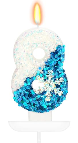 Schneeflocke Geburtstag Kerze 8, Blau Weiss Geburtstagskerzen, Schnee-thema 3D kerzen, Kerze geburtstag mädchen, torten kerze, Birthday Candle für Geburtstag Party, Hochzeiten, Firmenfeiern, Jubiläen Schneeflocke Geburtstag Kerze 8, Blau Weiss Geburtstagskerzen, Schnee-thema 3D kerzen, Kerze geburtstag mädchen, torten kerze, Birthday Candle für Geburtstag Party, Hochzeiten, Firmenfeiern, Jubiläen von Qikaara