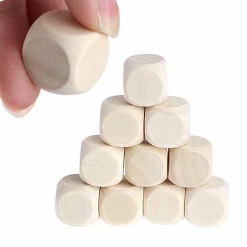 Qikam Blanke Holzwürfel - 10 Stück leere Holzklötze zum Selbermachen | -Würfel, 6-seitige Holzwürfel zum Basteln, unfertige Holzwürfel, quadratische Blöcke für die Puzzleherstellung, Holzprojekte, Qikam Blanke Holzwürfel - 10 Stück leere Holzklötze zum Selbermachen | -Würfel, 6-seitige Holzwürfel zum Basteln, unfertige Holzwürfel, quadratische Blöcke für die Puzzleherstellung, Holzprojekte, von Qikam