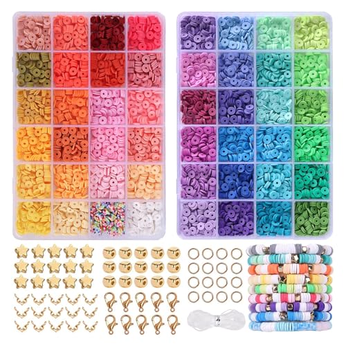 Qikuver 6440 Stück Perlen Set, Perlen zum Auffädeln, 48 Farben Geschenk Mädchen Perlen Set, 2 Boxen DIY Armbänder Selber Machen, Armband Schmuckherstellung Kit für Ringen Halsketten Geschenk Qikuver 6440 Stück Perlen Set, Perlen zum Auffädeln, 48 Farben Geschenk Mädchen Perlen Set, 2 Boxen DIY Armbänder Selber Machen, Armband Schmuckherstellung Kit für Ringen Halsketten Geschenk von Qikuver