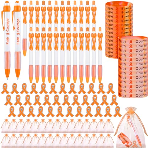 Qilery 120-teiliges Geschenk-Set für psychische Gesundheit, Geschenk-Set enthält orangefarbene Anstecknadeln, einziehbare Stifte mit Hoffnungsstärke, Armbänder für psychische Gesundheit Qilery 120-teiliges Geschenk-Set für psychische Gesundheit, Geschenk-Set enthält orangefarbene Anstecknadeln, einziehbare Stifte mit Hoffnungsstärke, Armbänder für psychische Gesundheit von Qilery