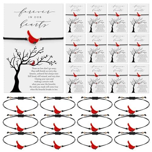 Qilery 50 Sets Beerdigungsgeschenke für Gäste, Beileidsarmband mit Gebetskarten, Gedenkgeschenke, Dankeschön-Gastgeschenke für Gäste, Feier des Lebens (Kardinal) von Qilery