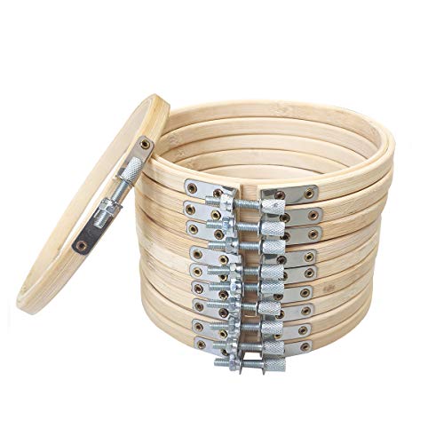 Qililandiy 10 Stück Stickrahmen Ø13cm Bambus Kreuzstich Rahmen Stickerei Ring Nähset für Stickerei DIY Tapisserie Handwerk Hochzeit Deko von Qililandiy