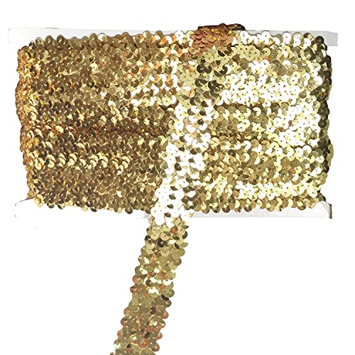 Qililandiy 10 Yards Einfassborte Spitze Pailletten Borte Band Fransen Borten Applikation 9m x 3cm für DIY Kleidung Gardine Vorhang Tischläufer Deko (Gold) von Qililandiy