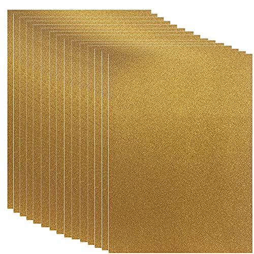 Qililandiy 15 Stück Glitzer Karton Papier Dekorpapier A4 Karte Glitzerpapier Doppelseitige Bastelpapier zum DIY Basteln Scrapbooking Einladungskarten Gold von Qililandiy