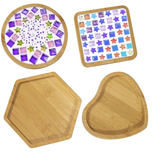 Qililandiy 4 Stück Holz Untersetzer DIY Holzscheiben zum Basteln Bambus Leere Bodenschalen für Pflanzen Wohnzimmer Deko DIY Mosaik Qililandiy 4 Stück Holz Untersetzer DIY Holzscheiben zum Basteln Bambus Leere Bodenschalen für Pflanzen Wohnzimmer Deko DIY Mosaik von Qililandiy