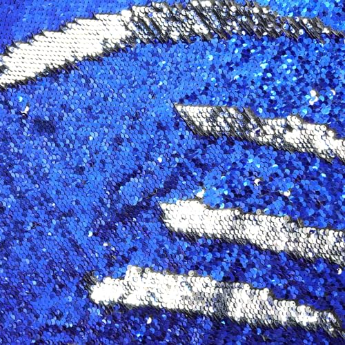 Qililandiy Paillettenstoff Material Meerjungfrau Stoff 1.3m x 1 Yard Zweifarbige Pailletten Stoff Reversible Stoffe zum DIY (Blau und Silber) von Qililandiy