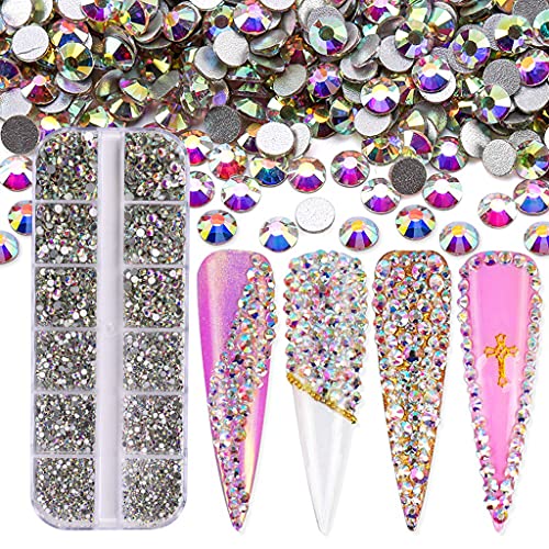 3600 Stück runde Kristall-Strasssteine mit flacher Rückseite, 1,6 mm - 3 mm, für Nägel, Dekoration, Make-up, Kleidung, Schuhe von Qilmal