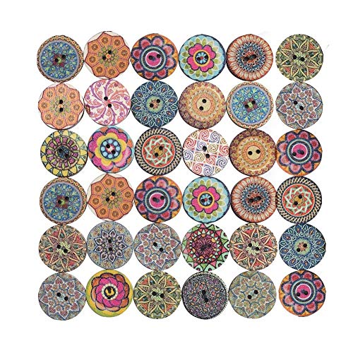 100 Stücke Retro Knöpfe, 25mm Vintage Knöpfe Große Knöpfe Bunt Holz Kinderknöpfe Deko Knöpfe Blumen Puppenknöpfe Gemischte Runde Holzknöpfe mit 2 Löcher zum Basteln, Nähen, Malerei,Handwerk 100 Stücke Retro Knöpfe, 25mm Vintage Knöpfe Große Knöpfe Bunt Holz Kinderknöpfe Deko Knöpfe Blumen Puppenknöpfe Gemischte Runde Holzknöpfe mit 2 Löcher zum Basteln, Nähen, Malerei,Handwerk von QincLing